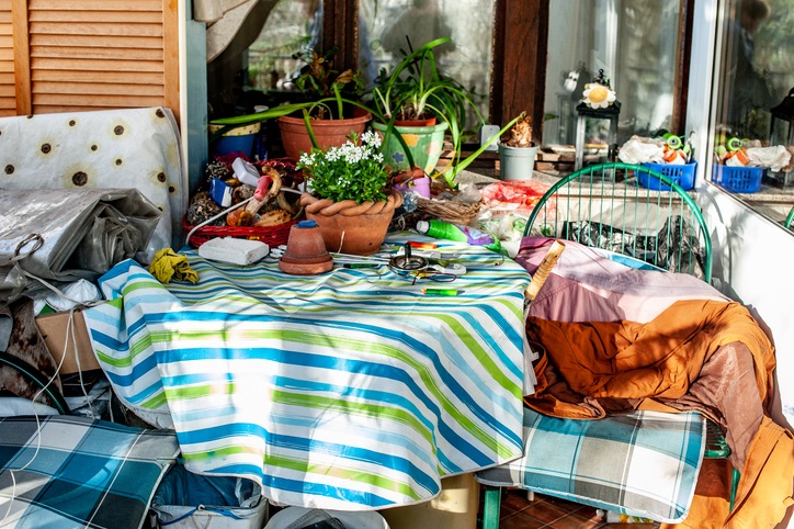 Living area of someone with Hoarding Disorder